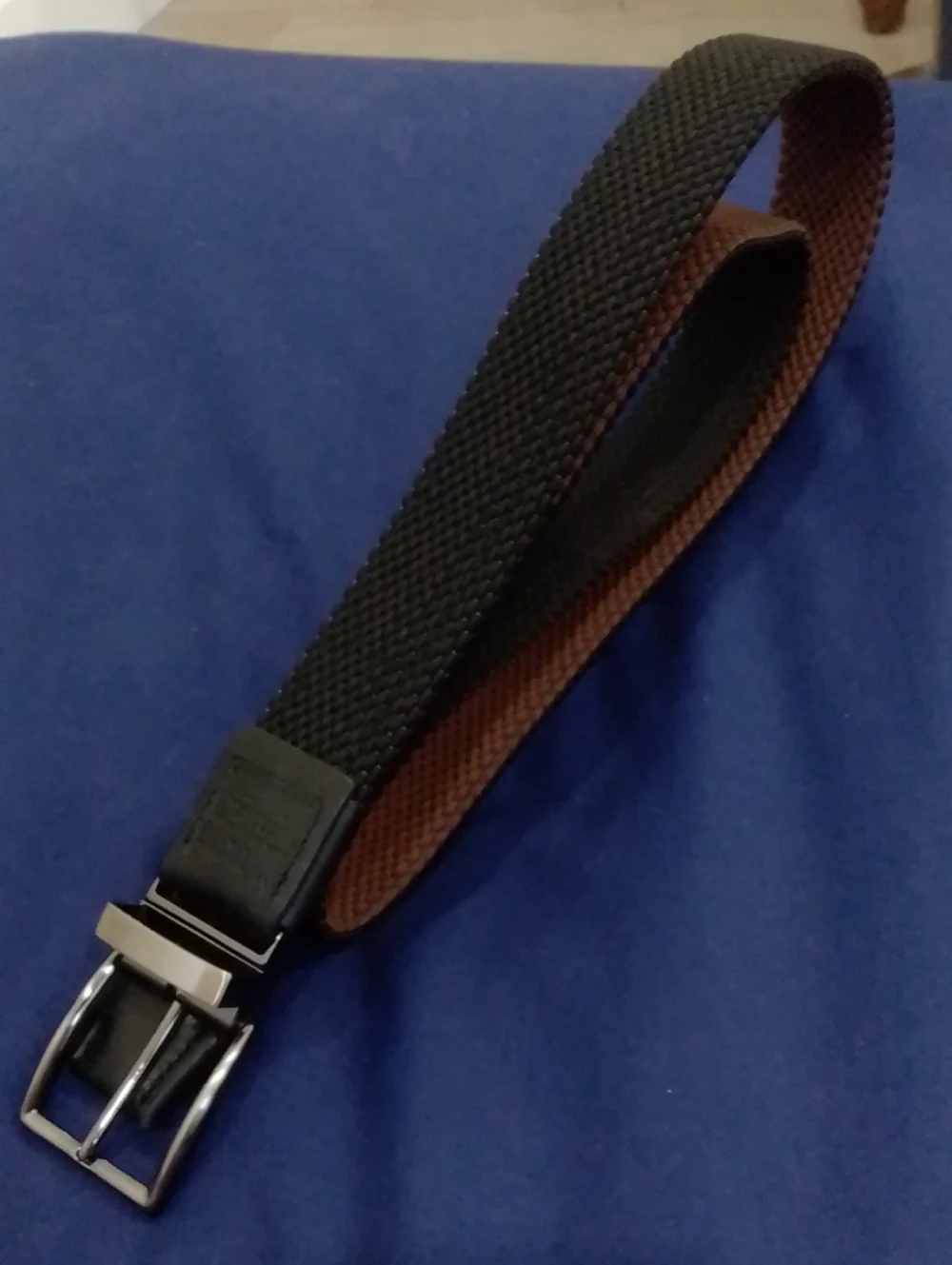 Tommy Bahama Men's Reversible Black & Brown Woven Belt